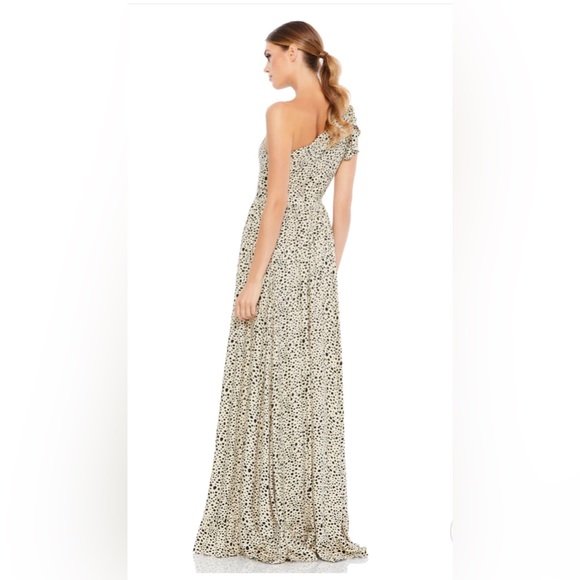 New Mac Duggal One Shoulder Animal Print Maxi Dress Size 10 - Picture 6 of 7